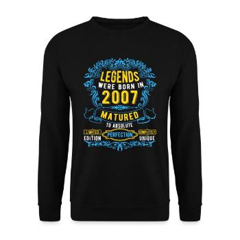 Les légendes sont nées en 2007 Anniversaire - Sweat-shirt Unisexe - noir - Devant - Alina (178cm) & Michal (187cm)