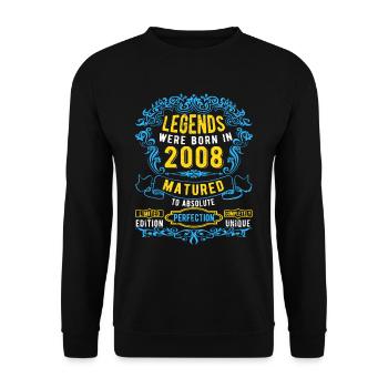 Les légendes sont nées en 2008 Anniversaire - Sweat-shirt Unisexe - noir - Devant - Alina (178cm) & Michal (187cm)
