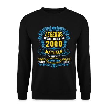 Legends were born in 2000 Birthday - Unisex Sweatshirt - black - Front - Alina (178cm) & Michal (187cm)