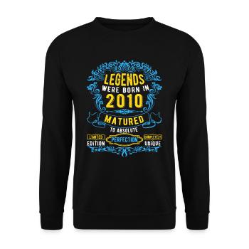 Les légendes sont nées en 2010 Anniversaire - Sweat-shirt Unisexe - noir - Devant - Alina (178cm) & Michal (187cm)