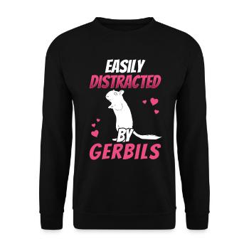 Distrait par la gerbille Gerbille - Sweat-shirt Unisexe - noir - Devant - Alina (178cm) & Michal (187cm)