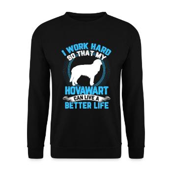 Hovawart arbeite hart derber Bauernhund - Unisex Pullover - Schwarz - Vorne - Alina (178cm) & Michal (187cm)