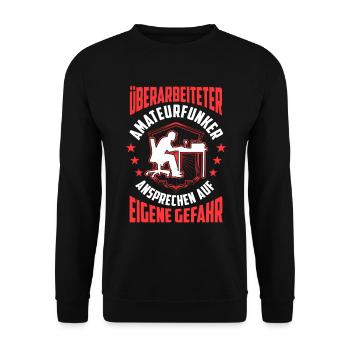 Überarbeiteter Amateurfunker Funkamateur - Unisex Pullover - Schwarz - Vorne - Alina (178cm) & Michal (187cm)