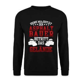 Asphaltbauer betritt das Gelände Straßenbauer - Unisex Pullover - Schwarz - Vorne - Alina (178cm) & Michal (187cm)