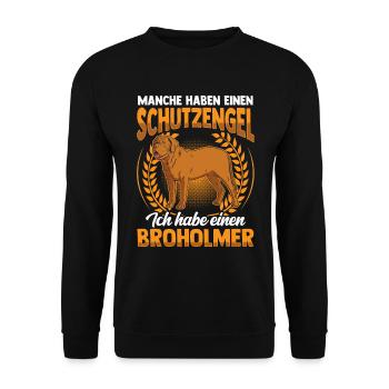 Ich habe einen Broholmer Dänische Dogge - Unisex Pullover - Schwarz - Vorne - Alina (178cm) & Michal (187cm)