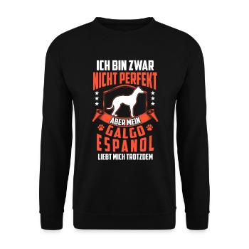 Galgo Espanol liebt mich Spanischer Windhund - Unisex Pullover - Schwarz - Vorne - Alina (178cm) & Michal (187cm)