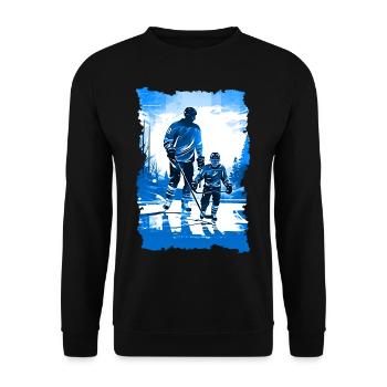 Vater und Sohn Eishockey Vatertags Geschenk - Unisex Pullover - Schwarz - Vorne - Alina (178cm) & Michal (187cm)