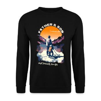 Vater und Sohn Eishockey Vatertags Geschenk - Unisex Pullover - Schwarz - Vorne - Alina (178cm) & Michal (187cm)