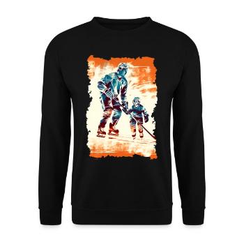 Vater und Sohn Eishockey Vatertags Geschenk - Unisex Pullover - Schwarz - Vorne - Alina (178cm) & Michal (187cm)