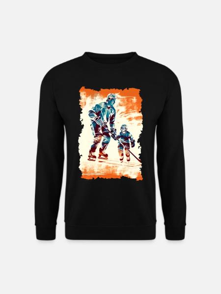 Vater und Sohn Eishockey Vatertags Geschenk - Unisex Pullover - Schwarz