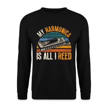 Harmonica harmonica player - Unisex Sweatshirt - black - Front - Alina (178cm) & Michal (187cm)