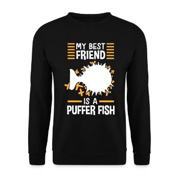 Puffer fish is my friend Giant puffer fish - Unisex Sweatshirt - black - Front - Alina (178cm) & Michal (187cm)