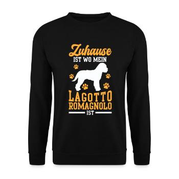 Lagotto Romagnolo ist Zuhause Wasserhund - Unisex Pullover - Schwarz - Vorne - Alina (178cm) & Michal (187cm)
