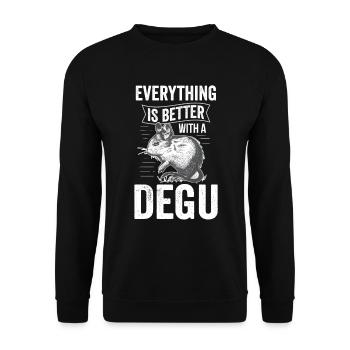 Alles besser mit Degu Nagetier Stauchratte - Unisex Pullover - Schwarz - Vorne - Alina (178cm) & Michal (187cm)