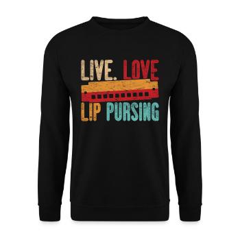 Harmonica player Harmonica - Unisex Sweatshirt - black - Front - Alina (178cm) & Michal (187cm)