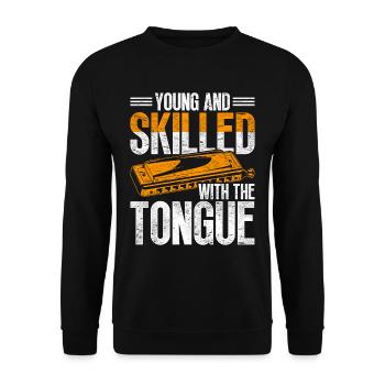 Harmonica harmonica player - Unisex Sweatshirt - black - Front - Alina (178cm) & Michal (187cm)