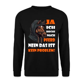 Ja ich rieche nach Pferd - Westernreiten - Unisex Pullover - Schwarz - Vorne - Alina (178cm) & Michal (187cm)