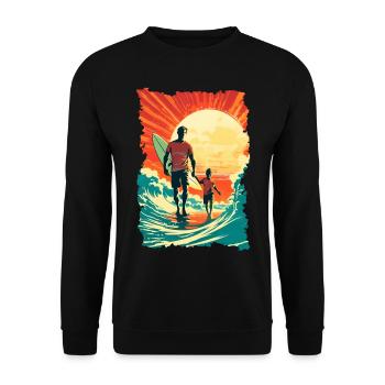 Père et fils surfeur cadeau surfeur - Sweat-shirt Unisexe - noir - Devant - Alina (178cm) & Michal (187cm)
