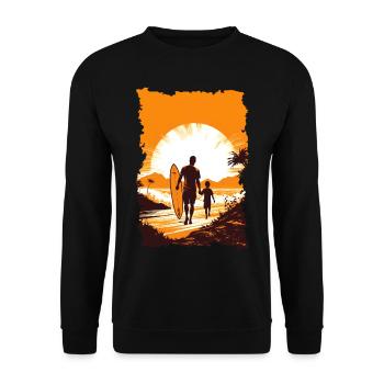 Père et fils surfeur cadeau surfeur - Sweat-shirt Unisexe - noir - Devant - Alina (178cm) & Michal (187cm)