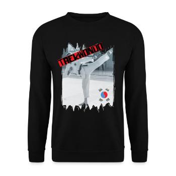 Taekwondo illustration Korea Martial Arts Side Kick - Unisex Sweatshirt - black - Front - Alina (178cm) & Michal (187cm)