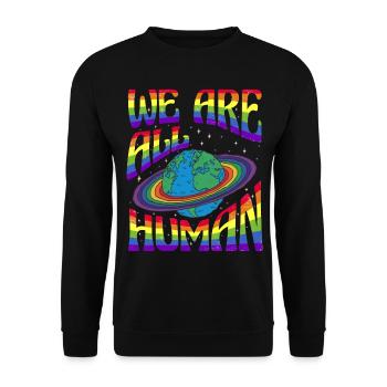 We are all Human LGBT Pride Month LGBTQ - Unisex Sweatshirt - black - Front - Alina (178cm) & Michal (187cm)