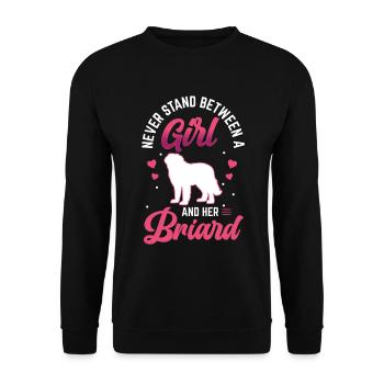 Girl and her Briard Berger de Brie - Unisex Sweatshirt - black - Front - Alina (178cm) & Michal (187cm)