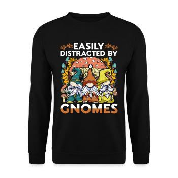 Garden Gnome Easiliy Distracted By Gnomes - Unisex Sweatshirt - black - Front - Alina (178cm) & Michal (187cm)