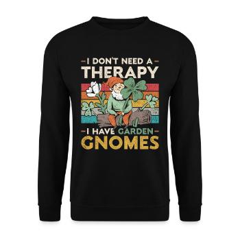 Ich Brauche Keine Therapie Ich Habe Gartenzwerge - Unisex Pullover - Schwarz - Vorne - Alina (178cm) & Michal (187cm)
