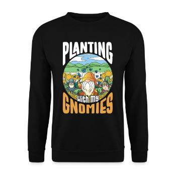 Gartenzwerg Planting With My Gnomies Gartenzwerge - Unisex Pullover - Schwarz - Vorne - Alina (178cm) & Michal (187cm)