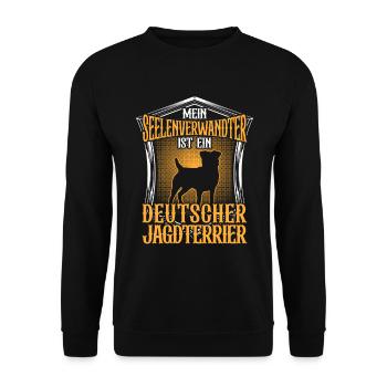 Mein Deutscher Jagdterrier ist Seelenverwandter - Unisex Pullover - Schwarz - Vorne - Alina (178cm) & Michal (187cm)