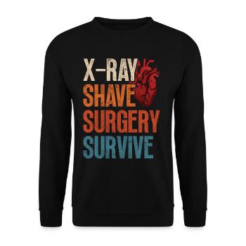 Herzoperation Genesener XRay Shave Surgery Survive - Unisex Pullover - Schwarz - Vorne - Alina (178cm) & Michal (187cm)