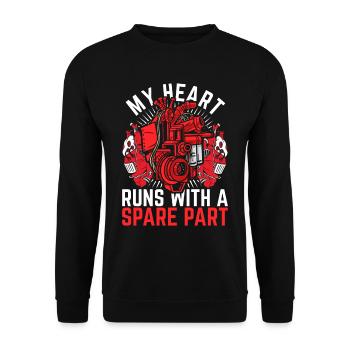 Heart Surgery My Heart Runs With A Spare Part - Unisex Sweatshirt - black - Front - Alina (178cm) & Michal (187cm)