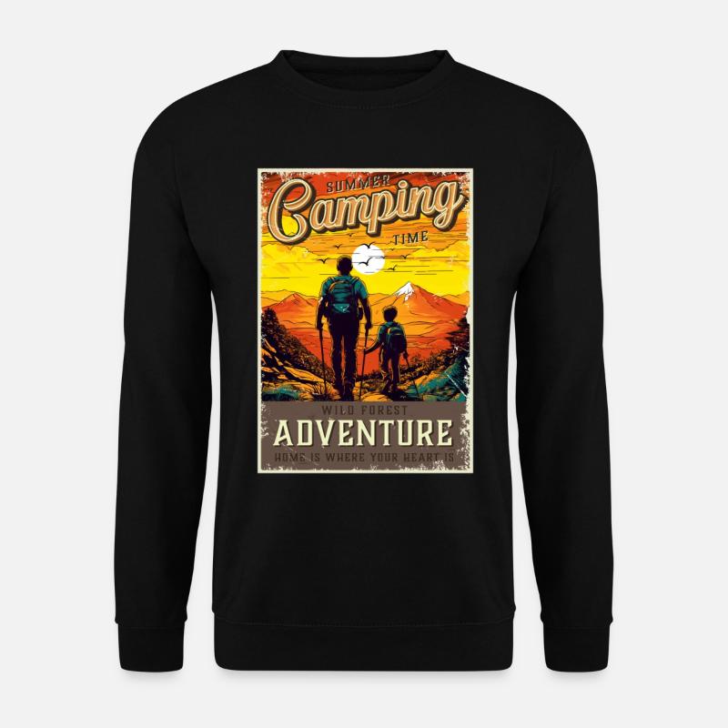 Wandern Wanderer Vater und Sohn Vatertag Geschenk - Unisex Pullover - Schwarz