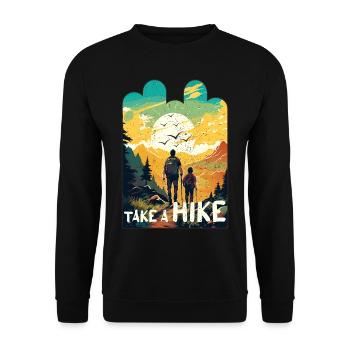 Wandern Wanderer Vater und Sohn Vatertag Geschenk - Unisex Pullover - Schwarz - Vorne - Alina (178cm) & Michal (187cm)