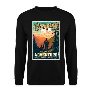 Wandern Wanderer Vater und Sohn Vatertag Geschenk - Unisex Pullover - Schwarz - Vorne - Alina (178cm) & Michal (187cm)