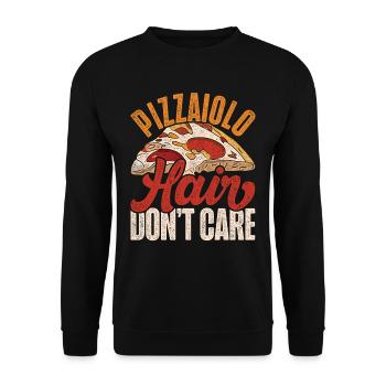 Le fabricant de pizzas Pizzaiolo Hair Don’t Care - Sweat-shirt Unisexe - noir - Devant - Alina (178cm) & Michal (187cm)