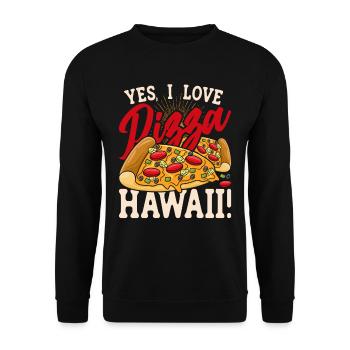 Pizza maker Yes I Love Pizza Hawaii! - Unisex Sweatshirt - black - Front - Alina (178cm) & Michal (187cm)