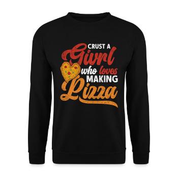 Pizzabäcker Crust A Girl Who Loves Making Pizza - Unisex Sweatshirt - black - Front - Alina (178cm) & Michal (187cm)