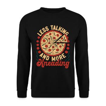Pizzabäcker Pizzaiolo Less Talking More Kneading - Unisex Pullover - Schwarz - Vorne - Alina (178cm) & Michal (187cm)