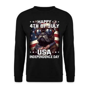 Bulldogge 4 July Independence Day USA Flagge - Unisex Pullover - Schwarz - Vorne - Alina (178cm) & Michal (187cm)