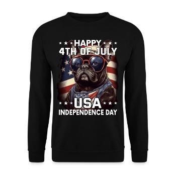 Bulldogge 4 July Independence Day USA Flagge - Unisex Pullover - Schwarz - Vorne - Alina (178cm) & Michal (187cm)