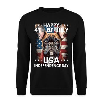 Bulldogge 4 July Independence Day USA Flagge - Unisex Pullover - Schwarz - Vorne - Alina (178cm) & Michal (187cm)