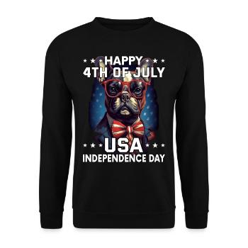 Bulldogge 4 July Independence Day USA Flagge - Unisex Pullover - Schwarz - Vorne - Alina (178cm) & Michal (187cm)