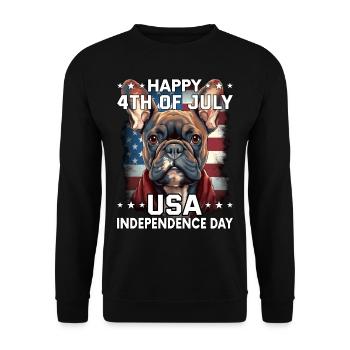 Bulldogge 4 July Independence Day USA Flagge - Unisex Pullover - Schwarz - Vorne - Alina (178cm) & Michal (187cm)