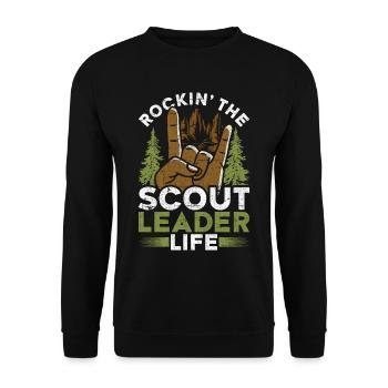 Pfadfinderführer Rockin' The Scout Leader Life - Unisex Pullover - Schwarz - Vorne - Alina (178cm) & Michal (187cm)
