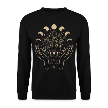 Boho Mushrooms Cottage Core Aesthetic Goblincore - Unisex Sweatshirt - black - Front - Alina (178cm) & Michal (187cm)