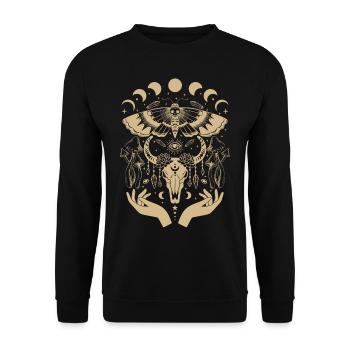 Boho Mushrooms Cottage Core Aesthetic Goblincore - Unisex Sweatshirt - black - Front - Alina (178cm) & Michal (187cm)
