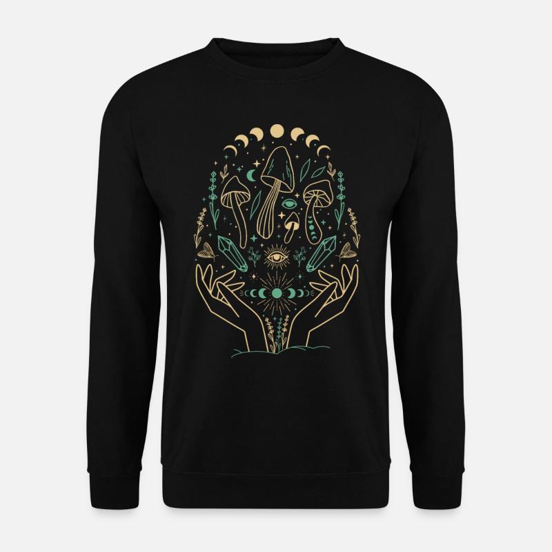 Boho Pilze Cottage Core Aesthetic Goblincore - Unisex Pullover - Schwarz