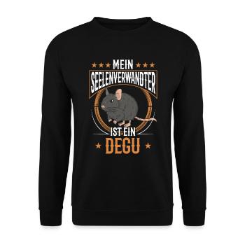 Degu ist mein Seelenverwandter Stauchratte - Unisex Pullover - Schwarz - Vorne - Alina (178cm) & Michal (187cm)