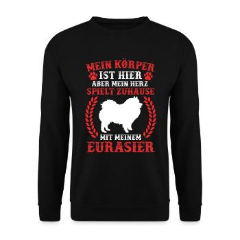 Eurasier spielt Zuhause Spitz Eurasian Dog - Unisex Pullover - Schwarz - Vorne - Alina (178cm) & Michal (187cm)